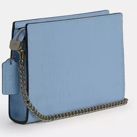 Coach Klare Crocodile Embossed Leather Crossbody Bag in Cornflower Blue - Picture 9 of 11